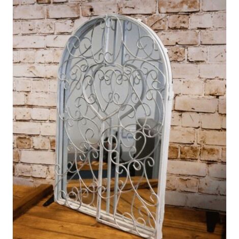 White Metal Vintage Arched Shutter Mirror
