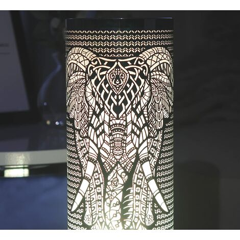 LED Elephant Silver Silhouette Oil Burner Colour Changing Aroma Lamp