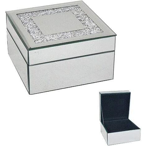 Mirrored Jewellery Box with Crushed Diamante Lid