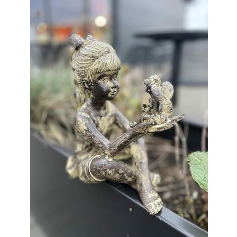 Shelf Sitting Bronze Fairy Resin Outdoor Garden Decorative