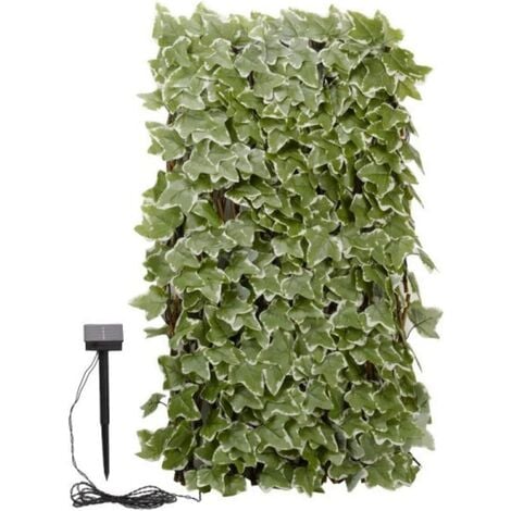 Solar Lit Trellis, Ivy Leaves 75 LED Warm White Lights, Artificial Leaf Trellis Faux Climbing Ivy Plant (180 x 90cm, Solar Lit Ivy Trellis)