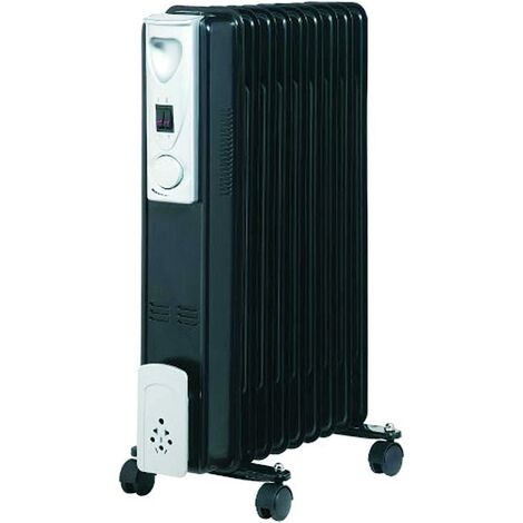 Home Heater 9-Fin 2kW Slimline Heat Oil Filled Radiator – Black