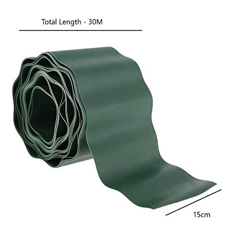 12x Garden Lawn Edging Border, 15cm x 30m Plastic Edger Roll For Lawns ...