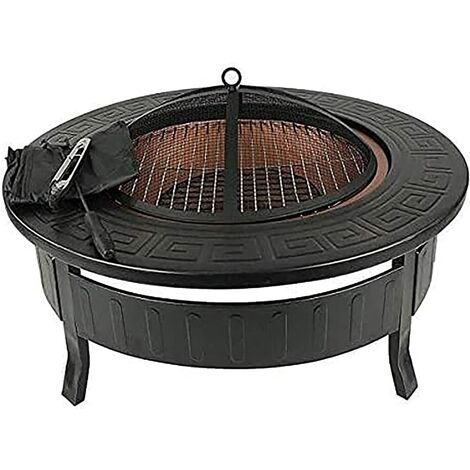 Fire Pit BBQ Round Fire Pit Grill, Garden Fire Pits, Portable Fire Pit Wood Burner, Patio Heater Log Burner