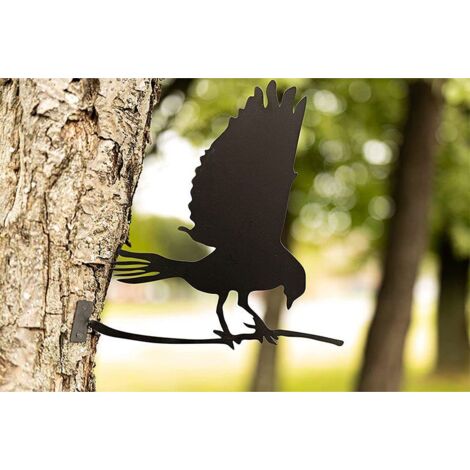 Hawk Garden Art Black Metal Bird Decoration, Tree Fence or Post Bird Art for your Garden Outdoor Bird Silhouette (1/3)