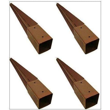 4x Heavy Duty Fence Post Holder 750mm X 75mm Spike Support Rust ...
