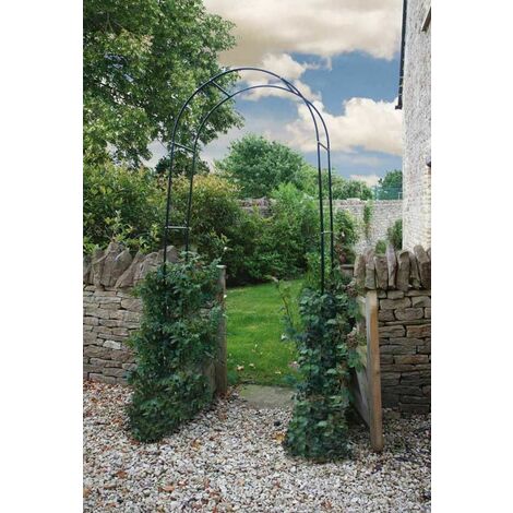 2x Black Metal Garden Arch Heavy Duty Archway