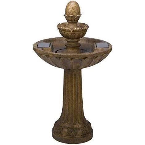 Solar Powered Garden Water Fountain Water Feature Stone Effect Resin