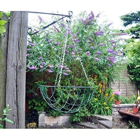 12" Green Metal Garden Hanging Baskets Indoor Outdoor Hanging Planter Plant Pots Rattan Wicker Hanging Basket (12" Green Wire Basket)