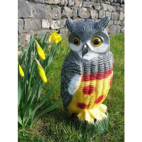 Owl Bird Deterrent Decoy Bird Scarer Pest Control Scares Birds Bird Repellent for Garden Outdoor Wall Realistic Owl Durable Moving Humane Repeller (1/4)