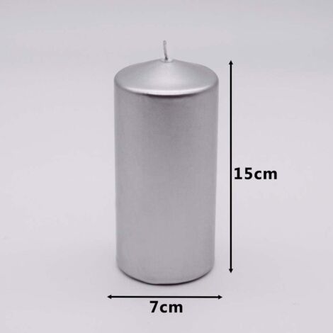 Marco Paul Pillar Candles Long Burn Time Ivory Tall Church Candle Christmas Decor Lighting Candle Light Long Lasting Festive Wedding Event Dining Party Lighting Display Centrepiece Silver Pillar 15cm