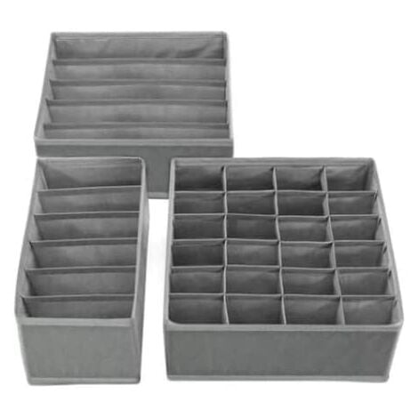 3pcs/set Underwear Drawer Organizer, Underwear And Bras Drawer Organizers  For Fabric, Foldable Grids Dividers Box For Socks, Underwear, Bras And Ties
