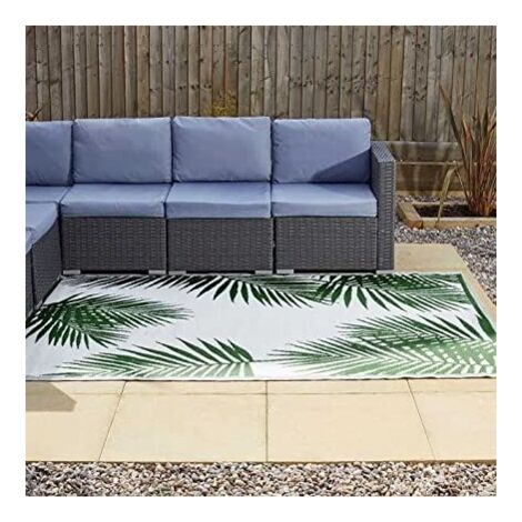 Marco Paul Large Alfresco Mat Indoor Outdoor 150 x 210cm 100% Polypropylene Water Resistant Hand-Tufted Patterned Home Garden Rug Ideal for Patio, Hall, Kitchen, Beach (Tropicana - Green)