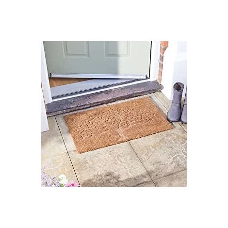 Marco Paul Decorative Decoir Non Slip Doormat Entry Hallway Natural Coir Indoor Outdoor Welcome Door Mat Easy Clean Novelty Natural Mat PVC Backing Indoor Outdoor Indoor (Tree 75 x 45cm) (1/2)