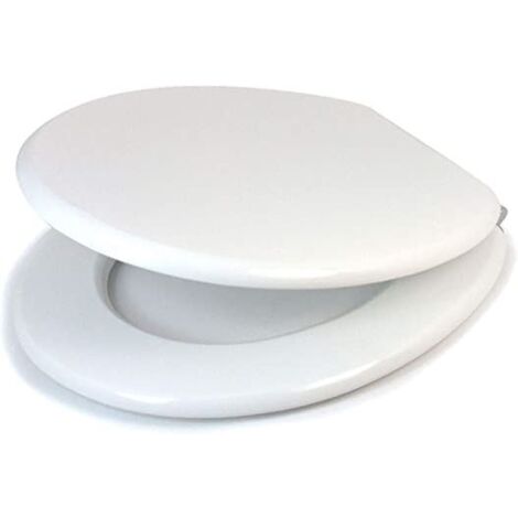 Marco Paul 18" Standard Traditional White Wooden MDF Toilet Seat Universal Adjustable to Fit Most Toilets Oval Seat with Hinges & Parts (White) (1/5)