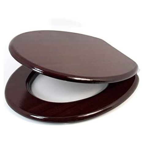 Marco Paul 18" Standard Traditional White Wooden MDF Toilet Seat Universal Adjustable to Fit Most Toilets Oval Seat with Hinges & Parts (Mahogany) (1/5)