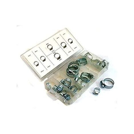 26Pc Heavy Duty Hose Clamps in Assortment Box Hose Clamps Set Jubilee Clips Zinc Plated in Case Hardware DIY Home Professional Use Hand Tools (1/3)
