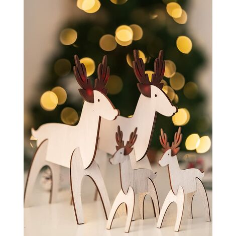 Marco Paul 3D Wooden Reindeer Family Make Your Own Decoration Wood Handmade Rustic Christmas craft reindeer Christmas decorations (1/5)