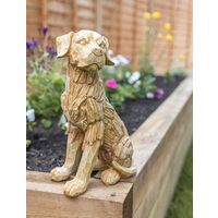 Wood Effect Resin Dog Statue