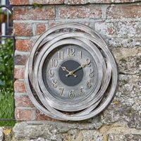 Silver Garden Wall Clock Large Retro Weatherproof Home Indoor Outdoor Decor 50cm