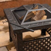 26" Square Black Steel Garden Fire Pit / Patio Heater (with Rain Cover)