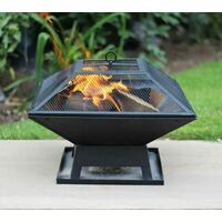 Square Fire Pit With BBQ Grill & Poker