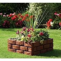 4pc Terracotta Brick Effect Garden Edging