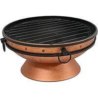 Large Round Copper Fire Pit & BBQ with Grill