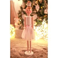 Christmas 50cm Pink/White Fairy Nut Cracker Statue