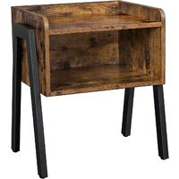Rustic Mahogany Side Table with Storage Compartment