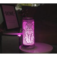 LED Elephant Silver Silhouette Oil Burner Colour Changing Aroma Lamp
