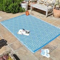 Large Al Fresco Area Rugs Matts - 100% Polypropylene Water Resistant Hand-Tufted 3 Patterned Indoor or Outdoor Rug Ideal for Patio, Terrace, Balcony, Hall Kitchen, Garden, Beach (Adana)