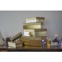 Christmas Gift Boxes with Glitter Lids Variety of 6 Sizes Xmas Gift Packaging – Gold