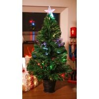 Christmas Tree Fibre Optic Xmas Trees 90cm Flashing Lights Festive Indoor Light Up Xmas Tree - Multi Coloured Lighting