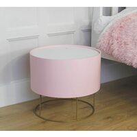 Pink Stool Storage Ottoman with Metal Stand Round Wooden & Iron with Internal Concealed Storage Modern Footstool Ottoman