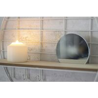 Shelving Unit Floating Shelf with Mirror White Wire Circular Round Wooden Floating Shelving Wall Hanging