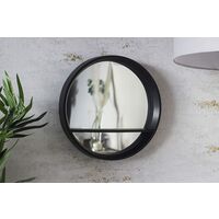 Floating Shelf Mirror Round Black Wall Mirror with Shelf Unit Wall Mounted Shelving – BLACK