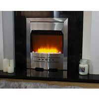 Electric Fire Silver Fireplace Heating with Realistic 3D Flame Effect Lighting & Decorative Pebbles Quiet Fan Freestanding 59cm Heater