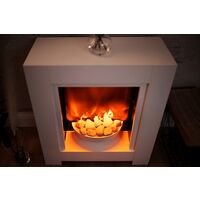 White Electric Fire Heater Realistic 3D Flame Effect Heating 58cm Fireplace Fire Decorative Pebbles Quiet Fan Freestanding