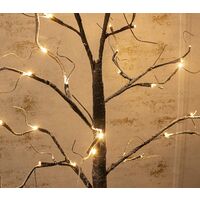 Christmas Tree 120cm LED Twig Birch Pre-lit With 48 Warm White LED Lights & Snow Effect