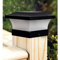 Solar LED Post Cap Lights, Outdoor Square Post Cap Lamps for Posts, Deck, Patio or Fence (Post Cap Lights - Black, Set of 4)