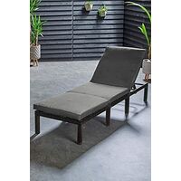 2x Reclining Sun Lounger, Rattan Day Bed Garden Furniture Seating Seat Sun Lounge Chair - 4 Reclining Positions