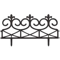 8 Garden Border Edging Victorian Iron Scroll Style Black Plastic Fence (2x Packs Of 4)