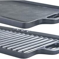 Grill Plate. 50cm Cast Iron Double Sided Griddle Plate Grill Pan For Gas, Electric And Induction Hobs.