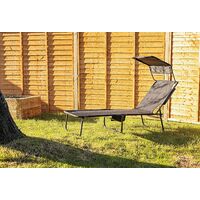 Black Sun Lounger Recliner with Side Storage Bag, Sun Shade Roof Canopy and 4 Adjustable Modes Outdoor