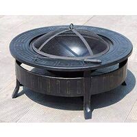 Fire Pit BBQ Round Fire Pit Grill, Garden Fire Pits, Portable Fire Pit Wood Burner, Patio Heater Log Burner