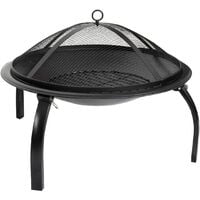 Fire Pit with BBQ Grill Outdoor Garden Wood Burner, Firepit Garden Heating, Round Bowl Shaped Fire Pits for Outdoor Heating