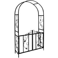 Large Garden Arch, 2.78 x 1.25m Decorative Black Metal Garden Arch Heavy Duty Strong Tubular Arbour For Roses Climbing Plants Support