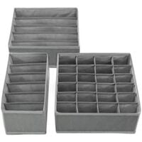Marco Paul Underwear Organiser 3pc Set Grey Storage Boxes Moisture Proof  Folding Box Organisation Set Sock