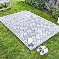 Marco Paul Large Alfresco Mat Indoor Outdoor 150 x 210cm 100% Polypropylene Water Resistant Hand-Tufted Patterned Home Garden Rug Ideal for Patio, Hall, Kitchen, Beach (Shiraz - Slate)